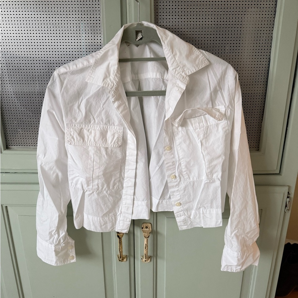 Loft White Button Down Cropped - image 1